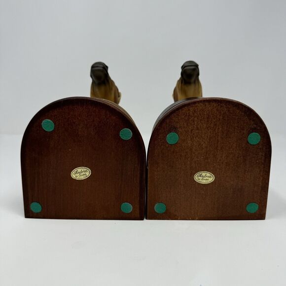Vintage Andrea by Sadek Horse Head Book Ends Wooden Base Made In Japan 9x5 - Picture 9 of 10